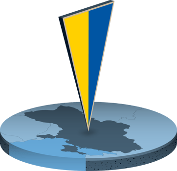 Ukraine flag and map in isometry png