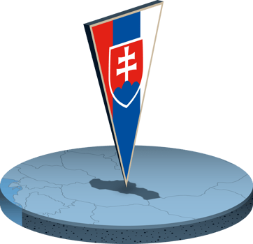 Slovakia flag and map in isometry png