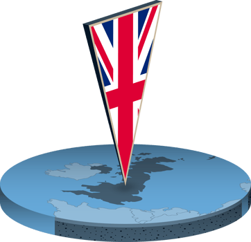 United Kingdom flag and map in isometry png