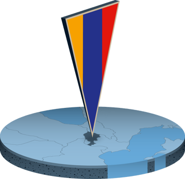 Armenia flag and map in isometry png