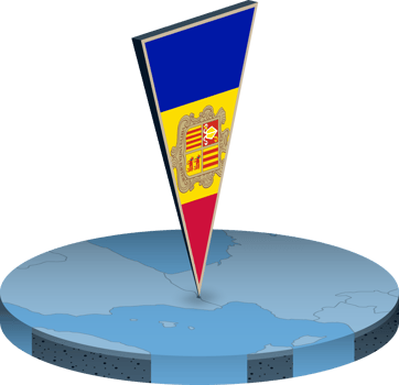 Andorra flag and map in isometry png