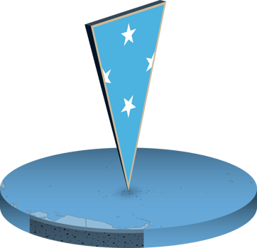 Micronesia flag and map in isometry png