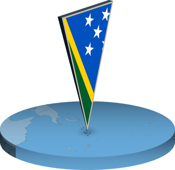 Solomon Islands flag and map in isometry png