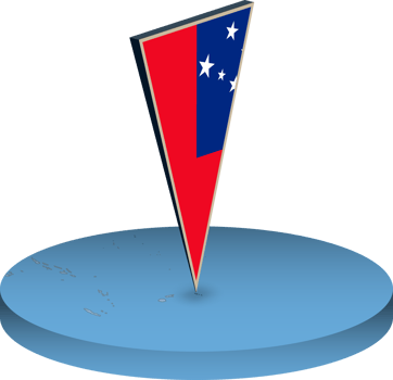Samoa flag and map in isometry png