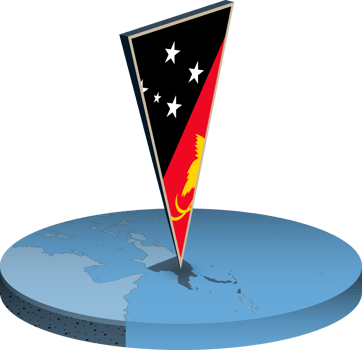 Papua New Guinea flag and map in isometry png