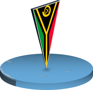 Vanuatu flag and map in isometry png