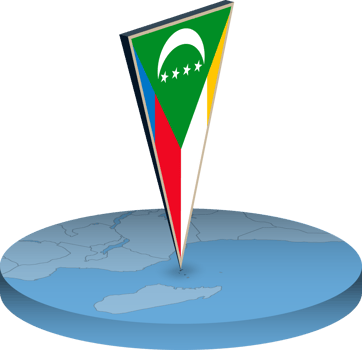 Comoros flag and map in isometry png