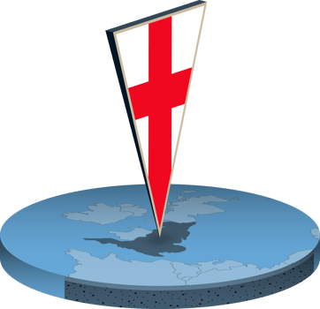 England flag and map in isometry png