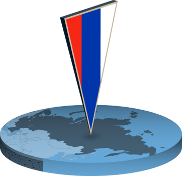 Russia flag and map in isometry png