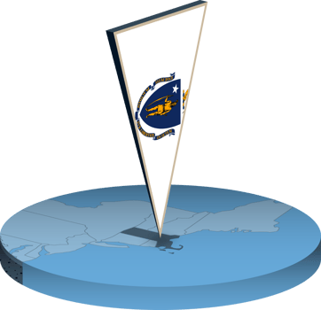 Massachusetts flag and map in isometry png