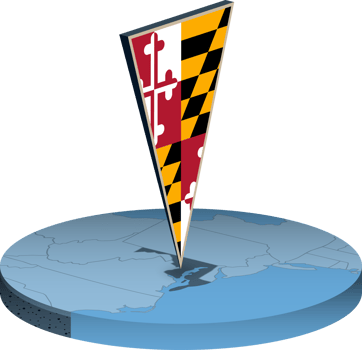 Maryland flag and map in isometry png