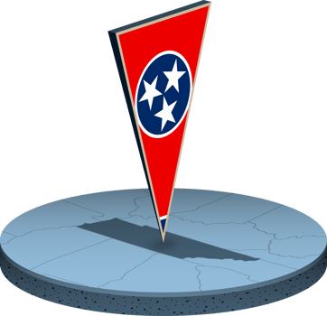 Tennessee flag and map in isometry png