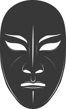 AI generated Silhouette Japanese Traditional Mask black color only vector