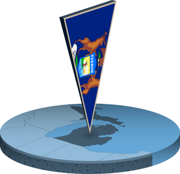 Michigan flag and map in isometry png
