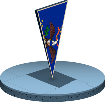 North Dakota flag and map in isometry png