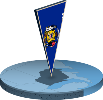 Wisconsin flag and map in isometry png