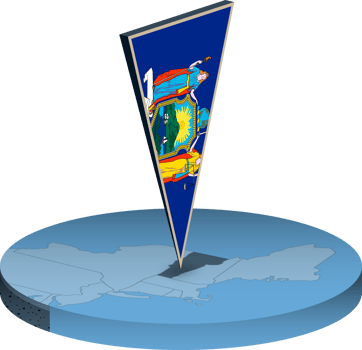 Vermont flag and map in isometry png