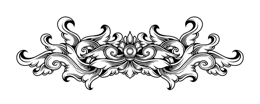 Line art classic ornament design engraving vector