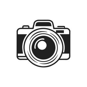 AI generated simple camera logo drawn with black line png