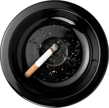 AI generated Cigarette Resting on Black Ashtray png