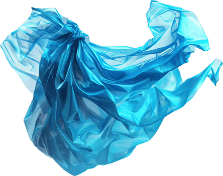 AI generated Elegant Blue Fabric Flowing in the Wind png