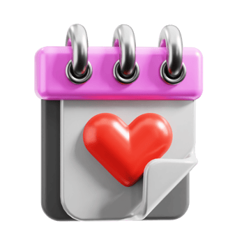 3D Wedding date icon on transparent background png