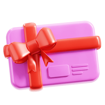 3D Gift card icon on transparent background png