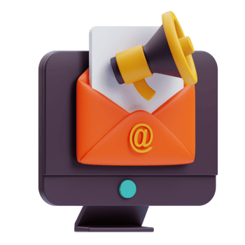 3D Email Marketing icon on transparent background png