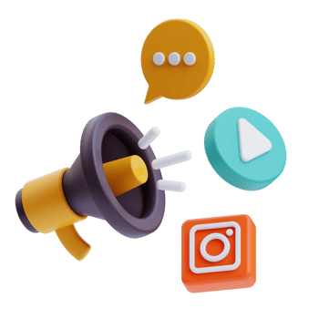 3D Social Media Marketing icon on transparent background png