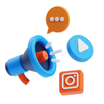 3D Social Media Marketing icon on transparent background png