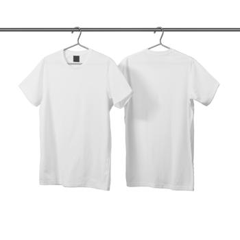 Front side and back side T-Shirt mockup template with clothes hanger png