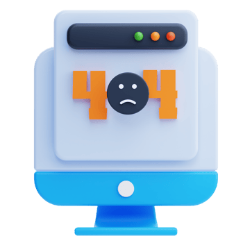 3D 404 Error Page icon on transparent background png
