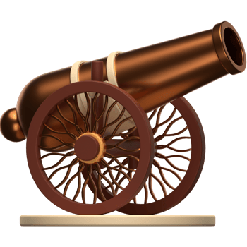 3D Cannon icon on transparent background png