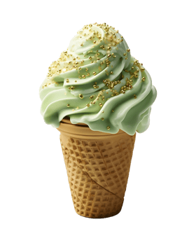 AI generated Matcha Ice Cream Isolated on Transparent Background. Dripping and Melting Green Ice Cream. Generative Ai png