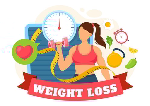 Weight Loss Vector Illustration of Woman Body Transformation Concept with Fitness, Sport, Diet and Healthy Lifestyle in Flat Cartoon Background