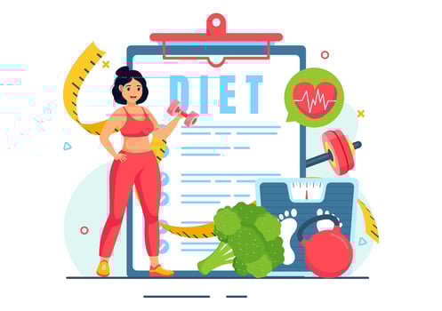Weight Loss Vector Illustration of Woman Body Transformation Concept with Fitness, Sport, Diet and Healthy Lifestyle in Flat Cartoon Background