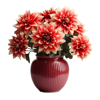 AI generated Dahlia in a Pot Isolated on Transparent Background. Beautiful Spring Flowers. Generative Ai png