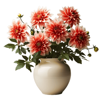 AI generated Dahlia in a Pot Isolated on Transparent Background. Beautiful Spring Flowers. Generative Ai png
