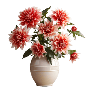 AI generated Dahlia in a Pot Isolated on Transparent Background. Beautiful Spring Flowers. Generative Ai png