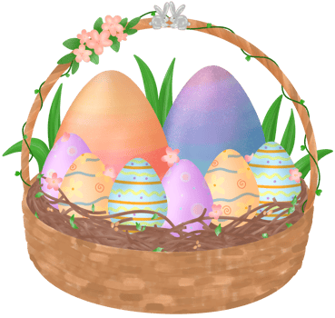easter bunny in a wicker basket png