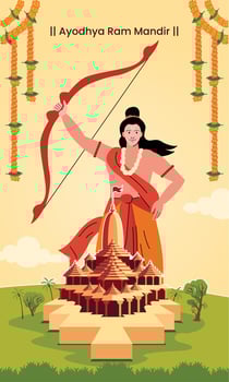 ayodhya ram mandir with shri ram, ram temple, plan vector