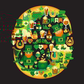 Festive composition for Saint Patrick's Day. Holiday symbols. Vector illustration.