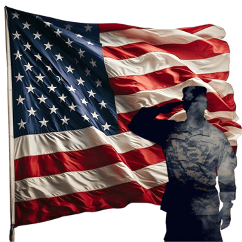 AI generated military soldier saluting american flag png