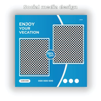 Travel advertising social media post or square web banner template vector