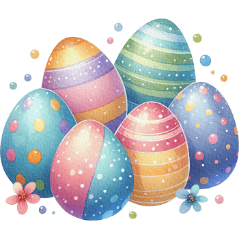 AI generated Five easter eggs assets Watercolor isolated png