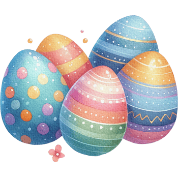 AI generated Four easter eggs assets Watercolor isolated png