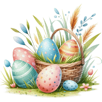 AI generated Easter flower basket easter eggs Watercolor png