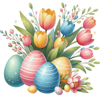 AI generated Easter flower basket easter eggs Watercolor png