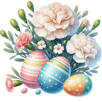 AI generated Easter flower basket easter eggs Watercolor png