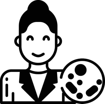 Woman Microbiology glyph and line vector illustration